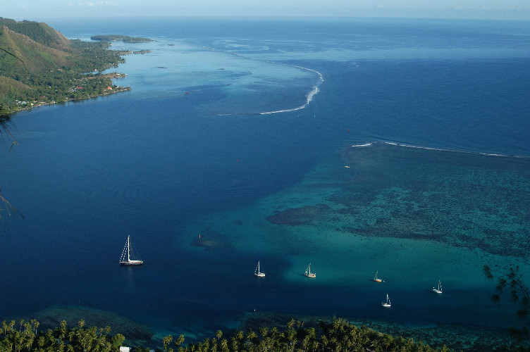 View of anchorage on Moorea