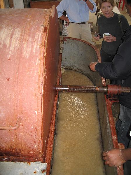 IMG_2878.JPG - After boiling, the bark is put in this pulping machine, which turns it into a slurry.