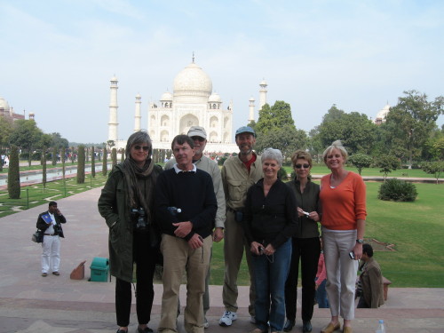 The group posing in front of the Taj Mahal