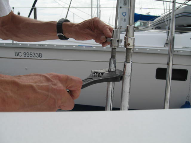 Loosening the rigging screws